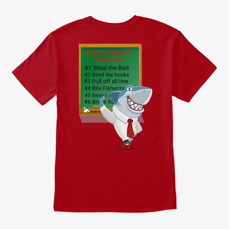 Shark school fisherman