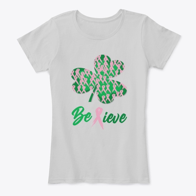 Cancer Awareness Green Clover Believe