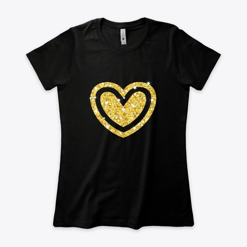 Gold Glitter Heart in Heart 