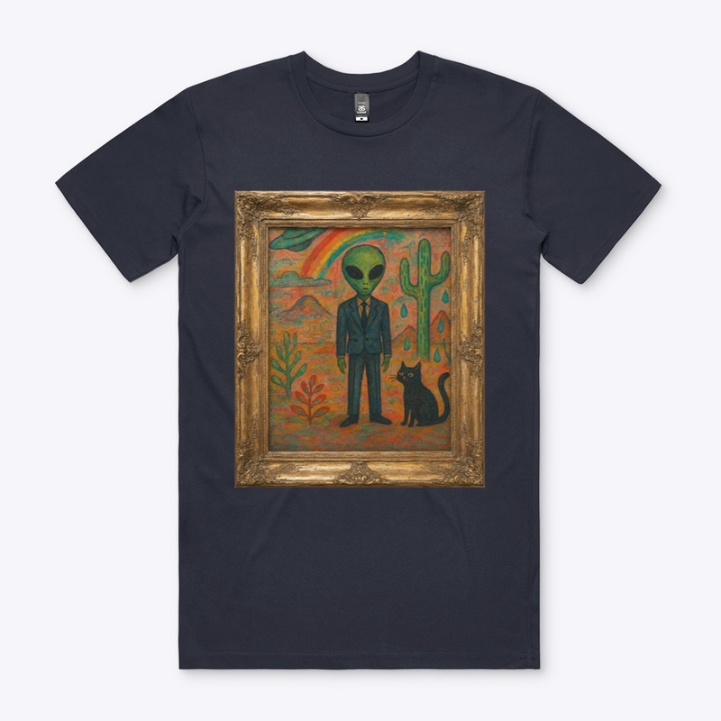 Outsider in the Desert with Cat (Framed)