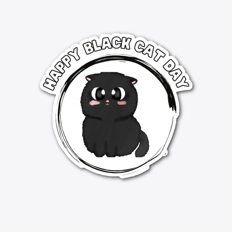 Cute Happy Black Cat Day Design