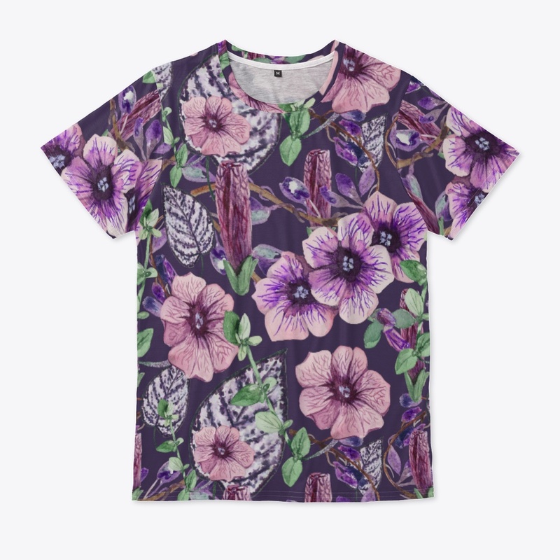 Purple Color Flowered all over Printed