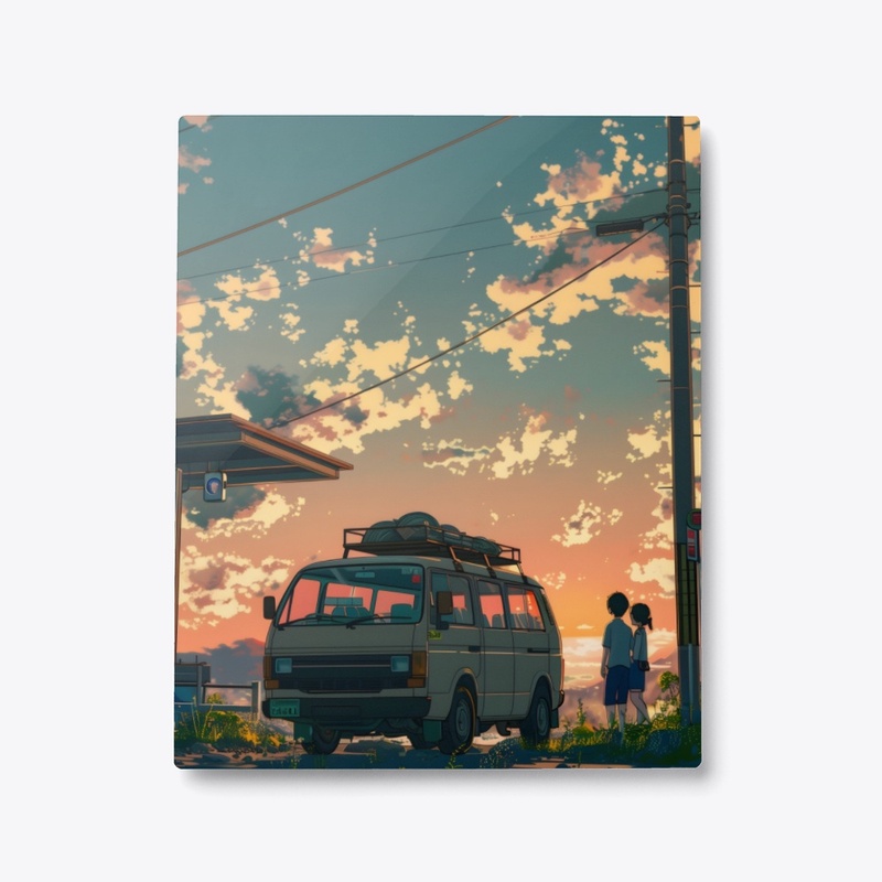 Metal Print Sunset Road Trip