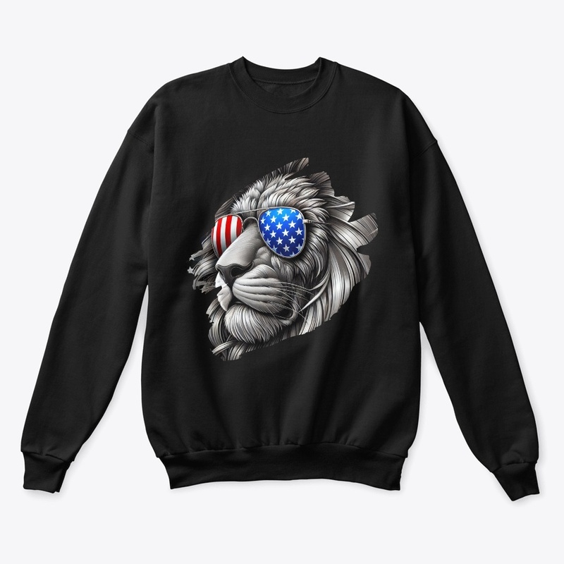 Lion Art with American Flag Sunglasses