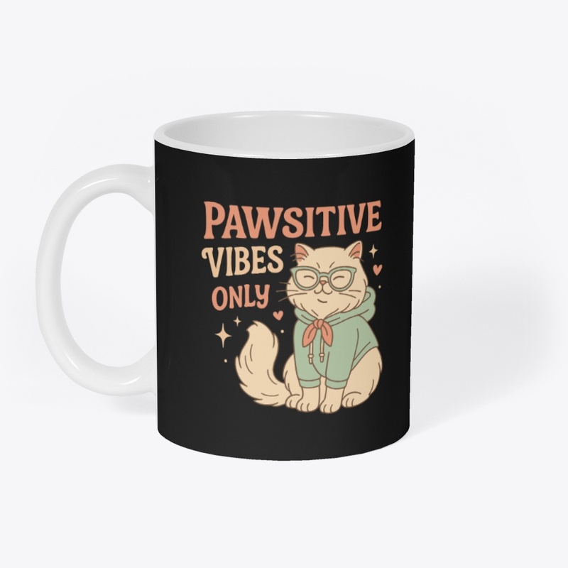 Pawsitive Vibes Only Cute Cat Tee