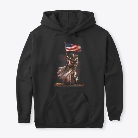 American Flag Knight Templar Black T-Shirt Front