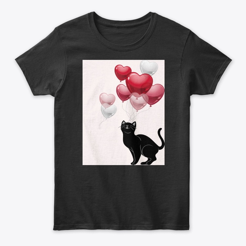 lovely cat playing with red balloons