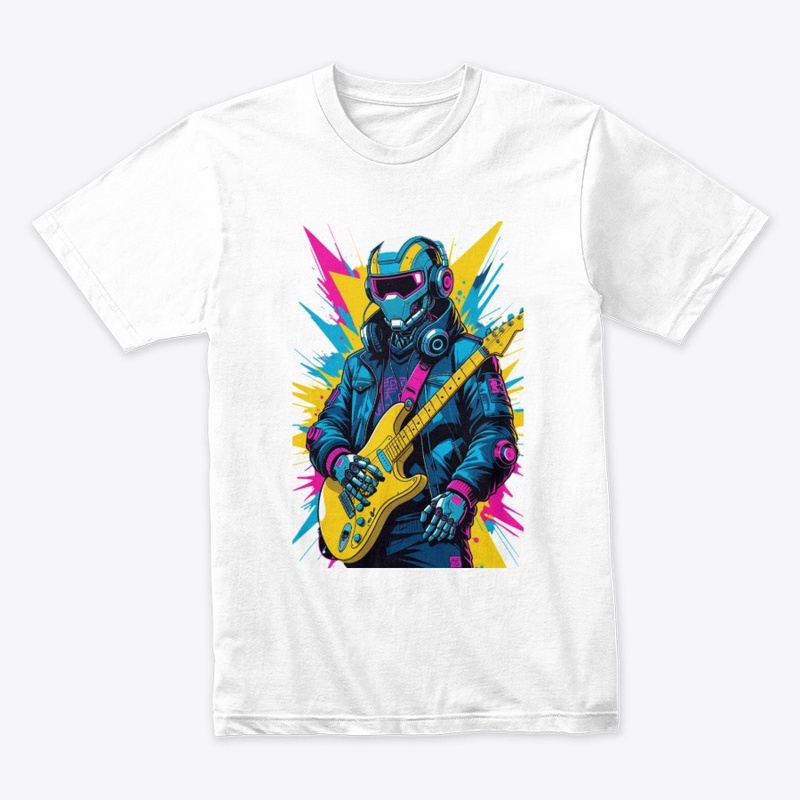 Neon Cyborg DJ Guitar Hero T-Shirt