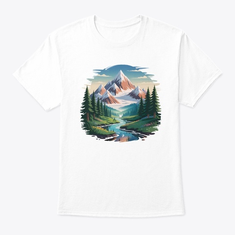 Snowy Mountain  White T-Shirt Front