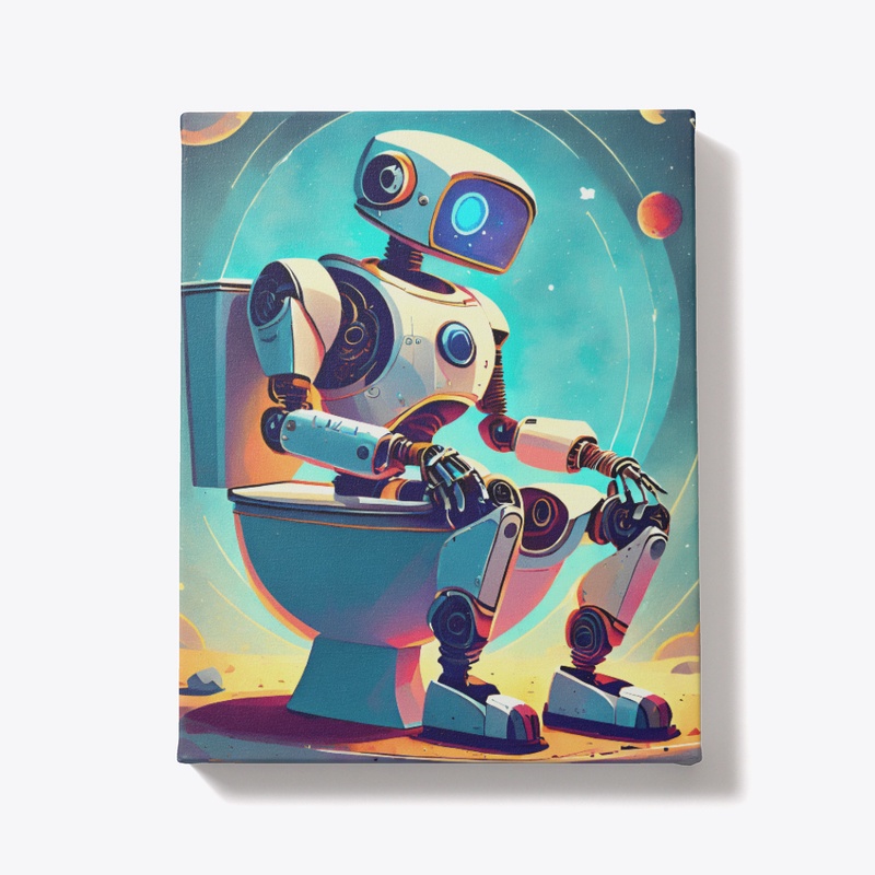 A robot on the toilet