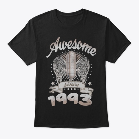 Vintage Awesome Since 1993 27 Th Birthday Black T-Shirt Front