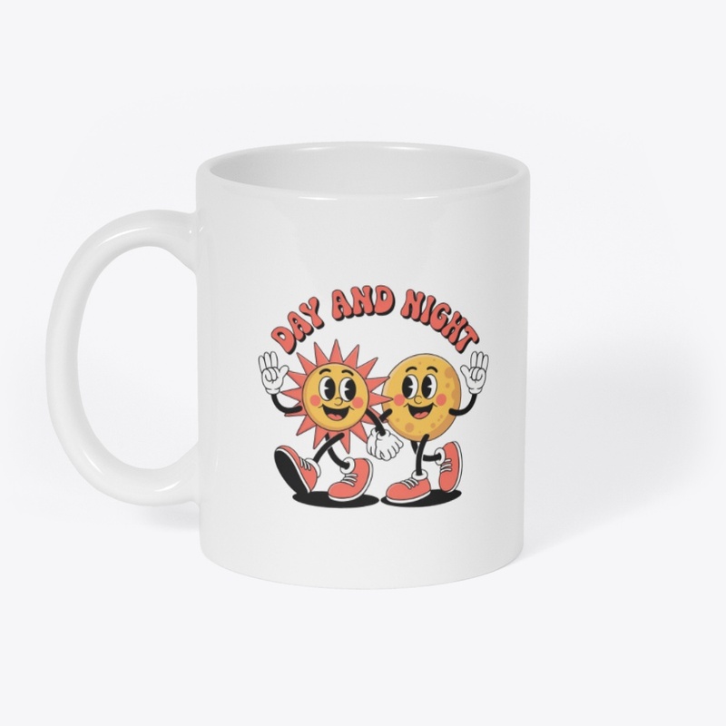 Cheerful Cartoon Of Sun And Moon