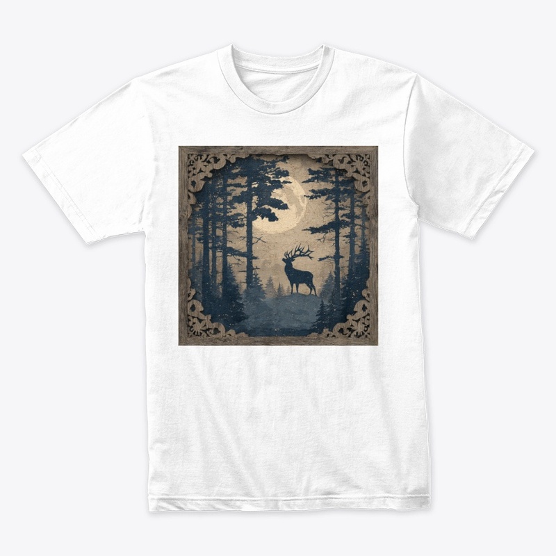 Ornate Deer Forest Frame Vintage Art