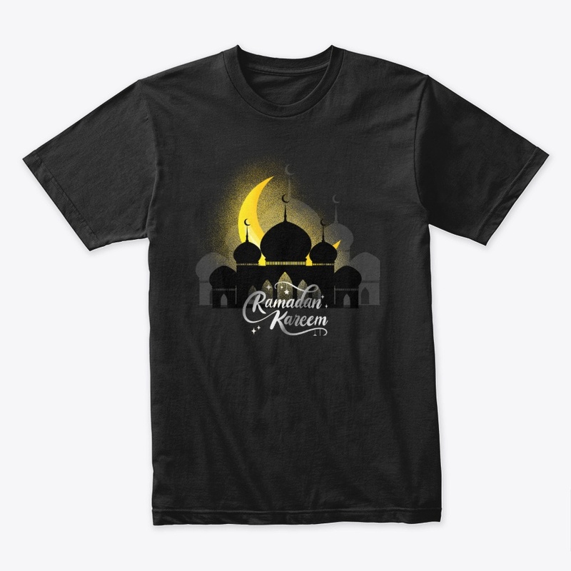 Ramadan Kareem Golden Moon Mosque Art