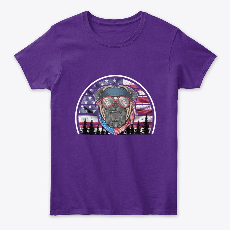 Bulldog w/scarf with the American flag