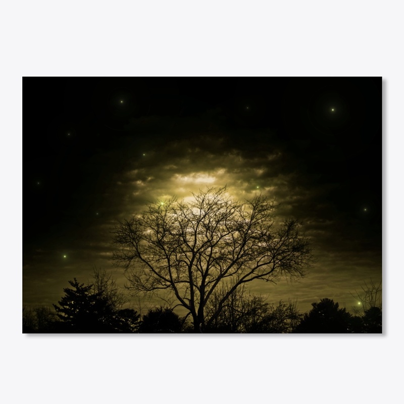 gold glowing black tree