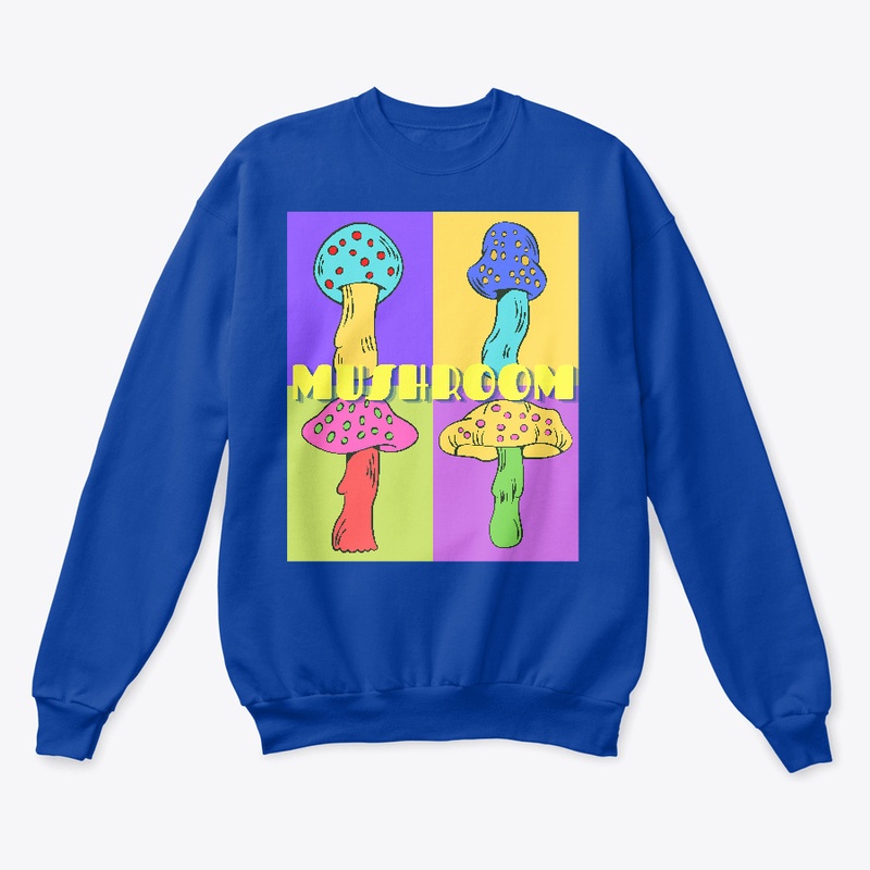 Cute neon pastel four mushroom collage
