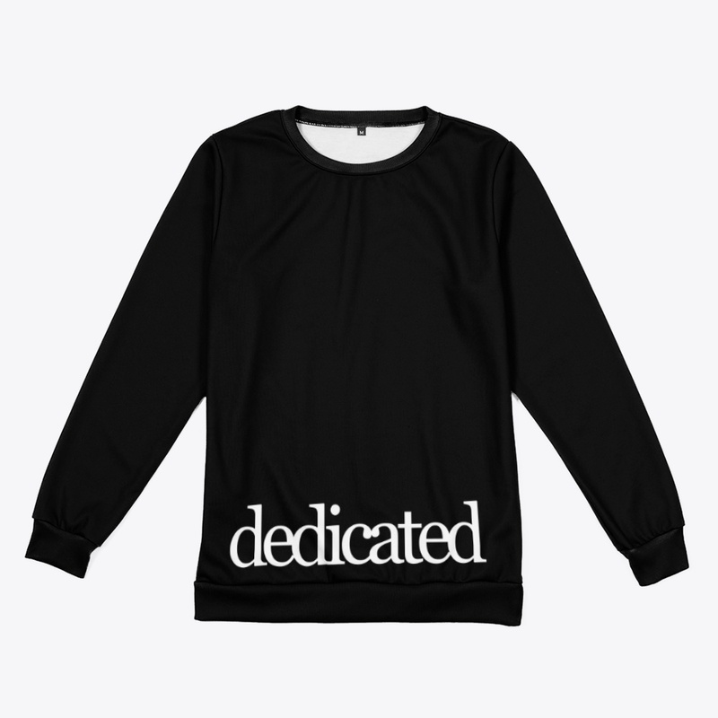Dedicated in White on a Black Background