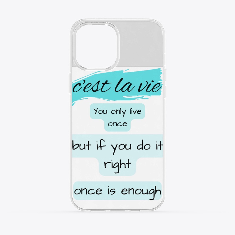 c'est la vie t_shirt with aqua colore
