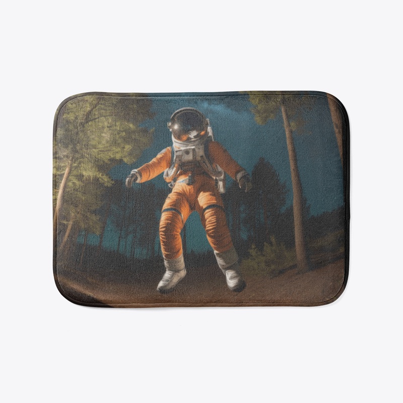 A spaceman leaping in the air
