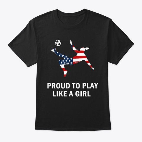 Us. Women Soccer Team Player Fan T Shirt Black T-Shirt Front