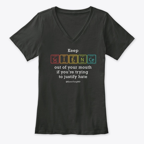 Keep Science Out Of Your Mouth (Rainbow) Black Camiseta Front