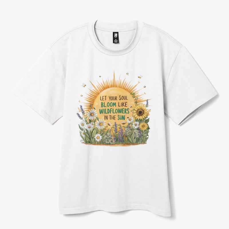 Hand Drawn Sun and Wildflowers Design