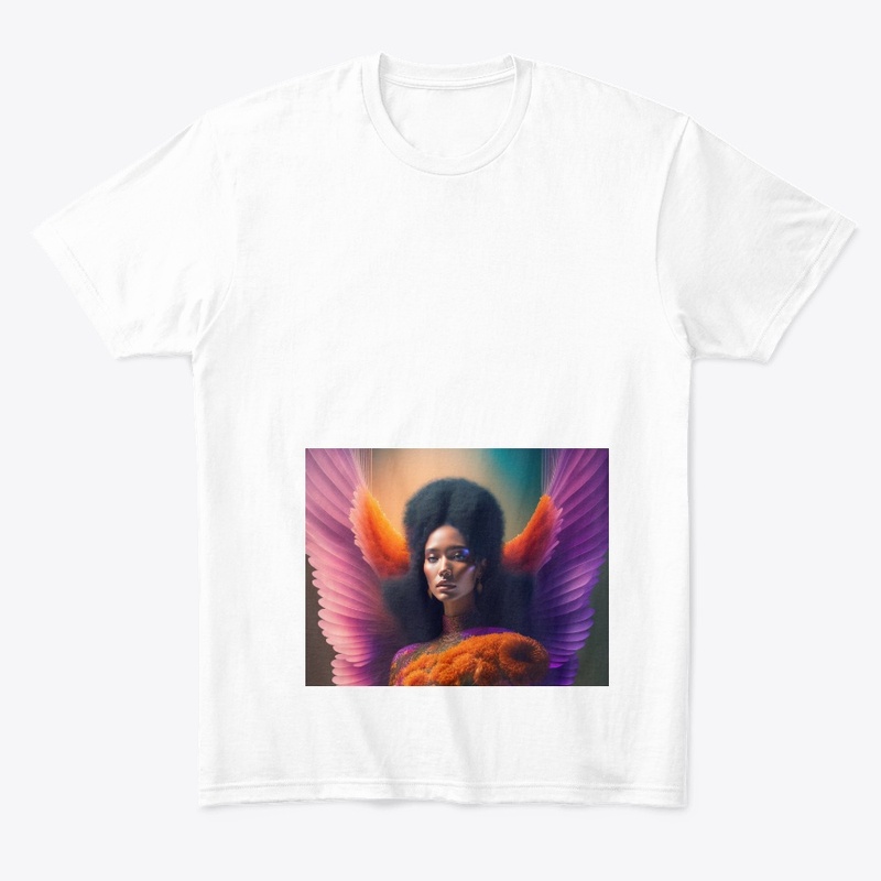 An angel in a dress made of flowers