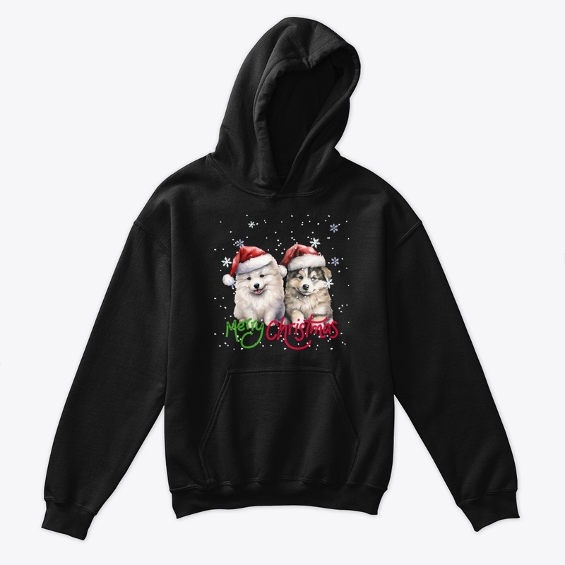 Christmas cute puppies in happy