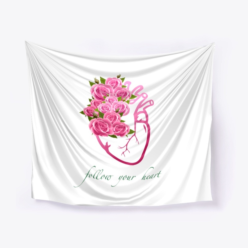 Follow Your Heart Art with Pink Roses
