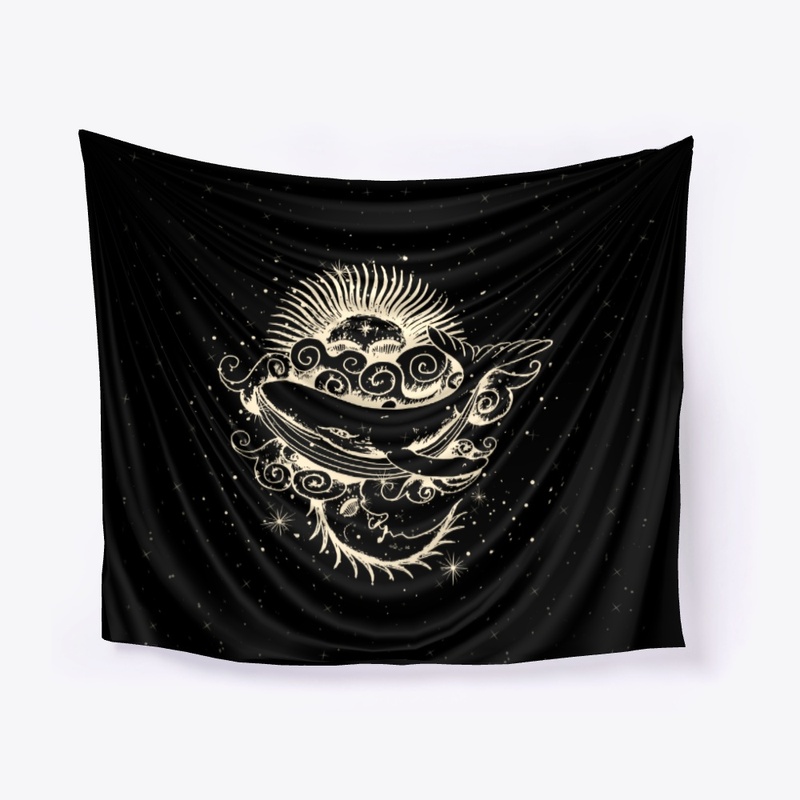 Abstract Cosmic Whale With Sun And Moon