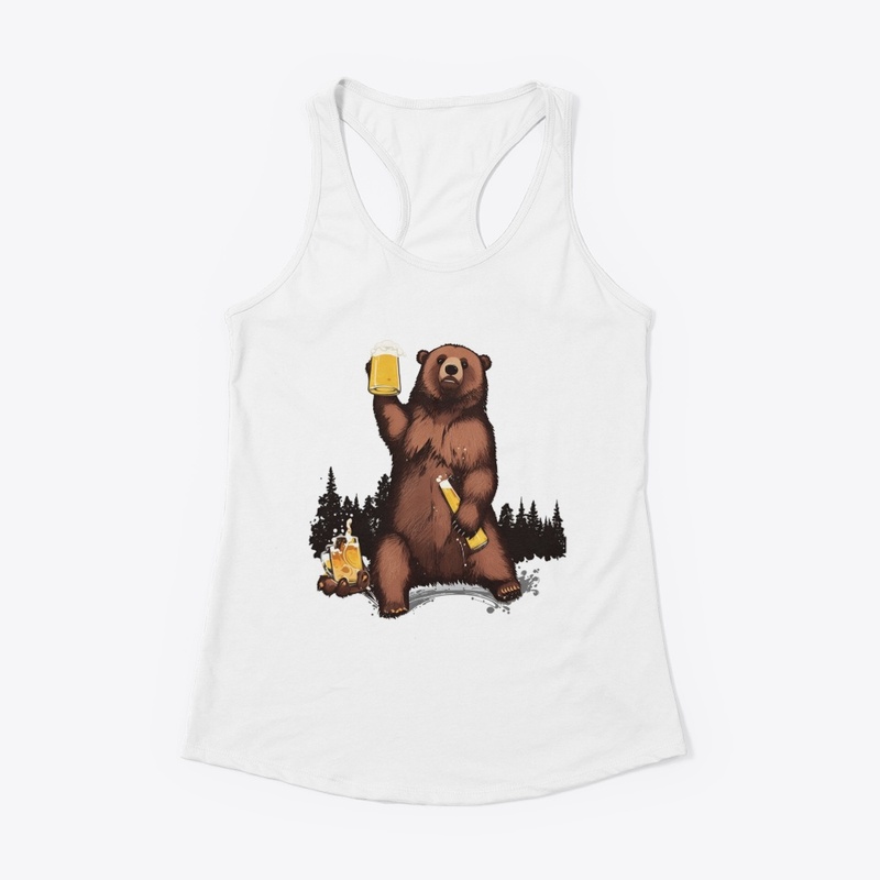 Bear Drinking Beer in Wood
