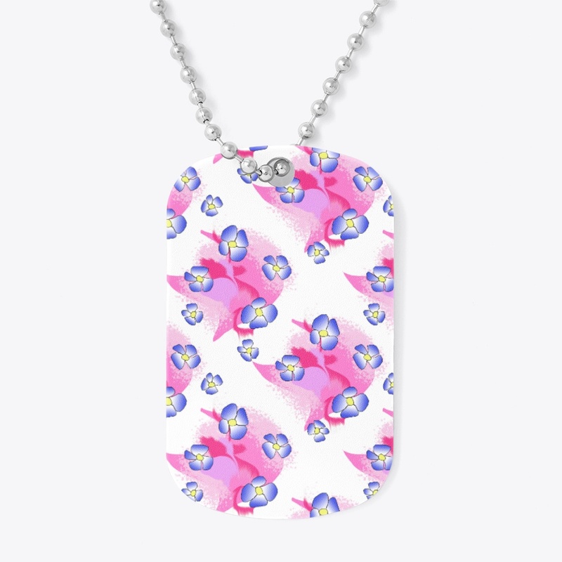 Blue Flowers On Pink