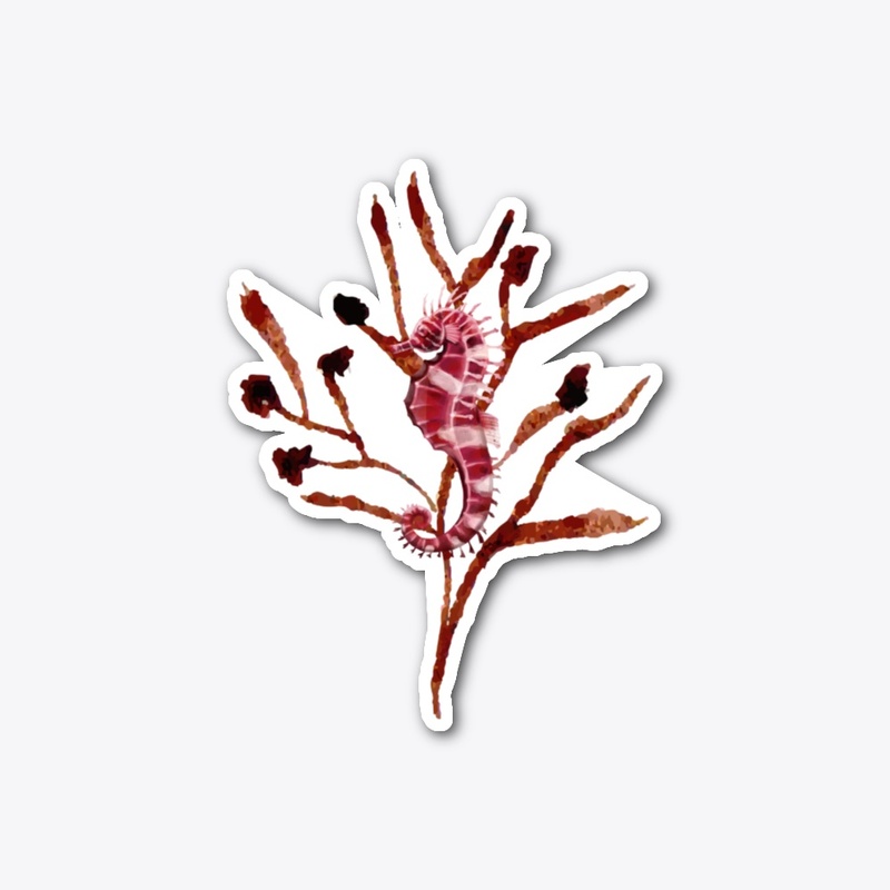 Watercolor red sea horse