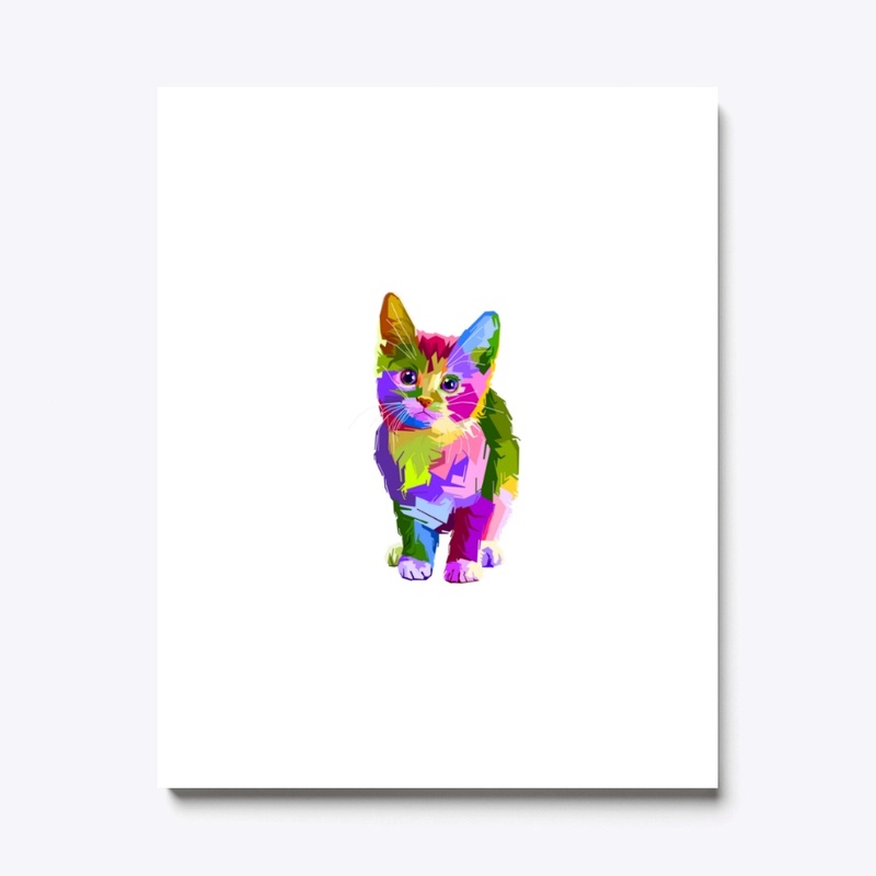 Multicolored cat printed tshirt 