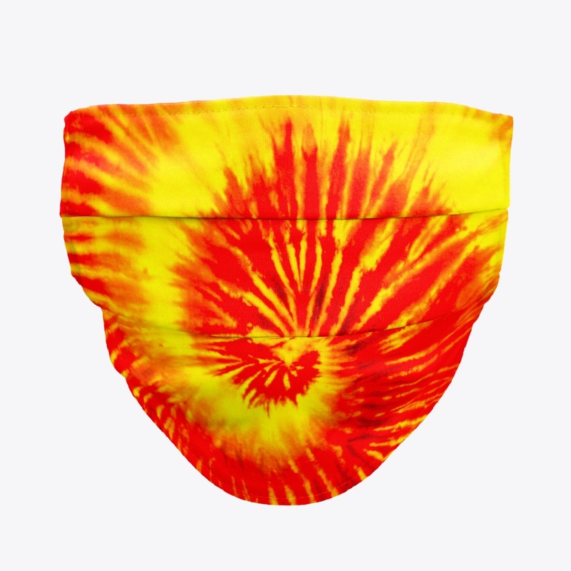 red/yellow tie die facemask