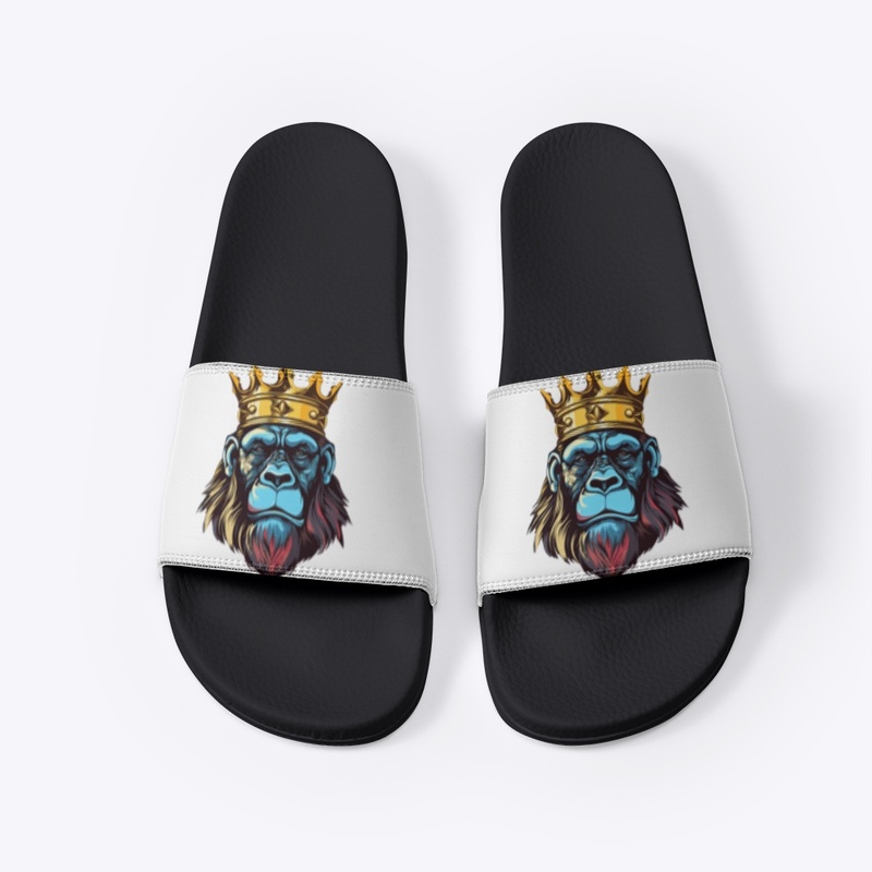 MENS STYLISH MONKEY KING BLACK SLIDES