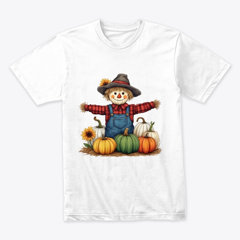 Cheerful Scarecrow & Pumpkin Patch