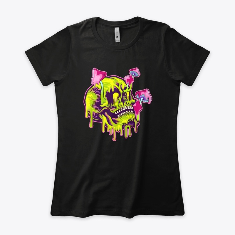 Psychedelic Skull and Mushrooms