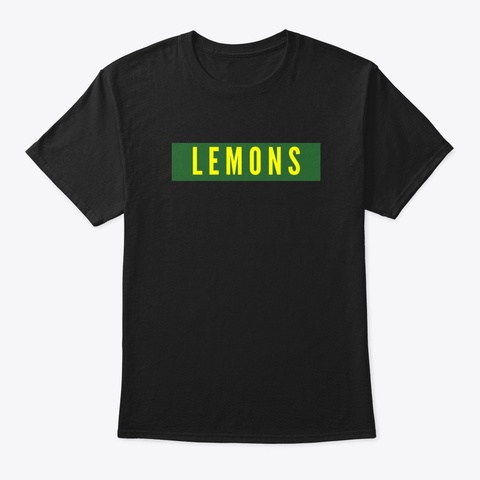 Lemons Text Design Black T-Shirt Front
