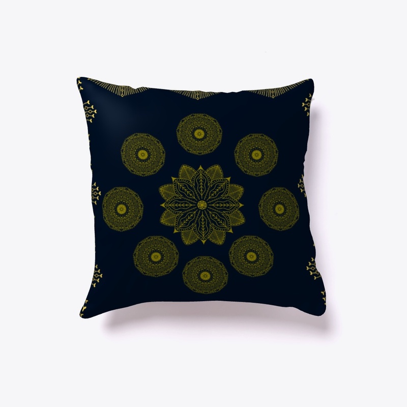 Golden mandala  on dark blue background