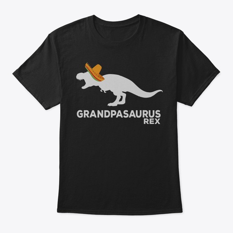 Mens Grandpasaurus Rex Dinosaur Happy Ci Black T-Shirt Front