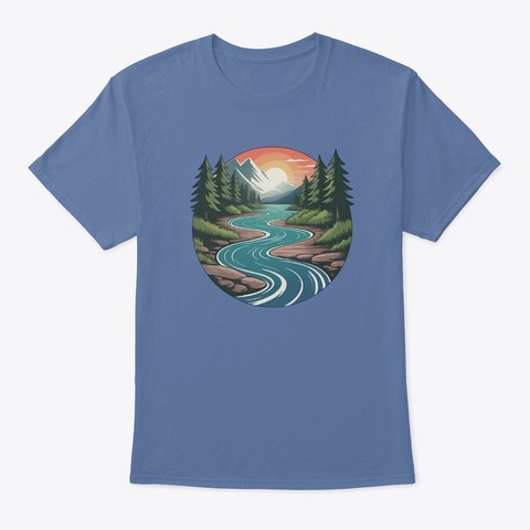 River Sunset  Denim Blue Camiseta Front
