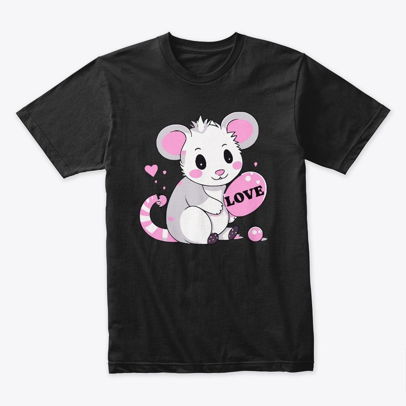 Opossum with love balloon 