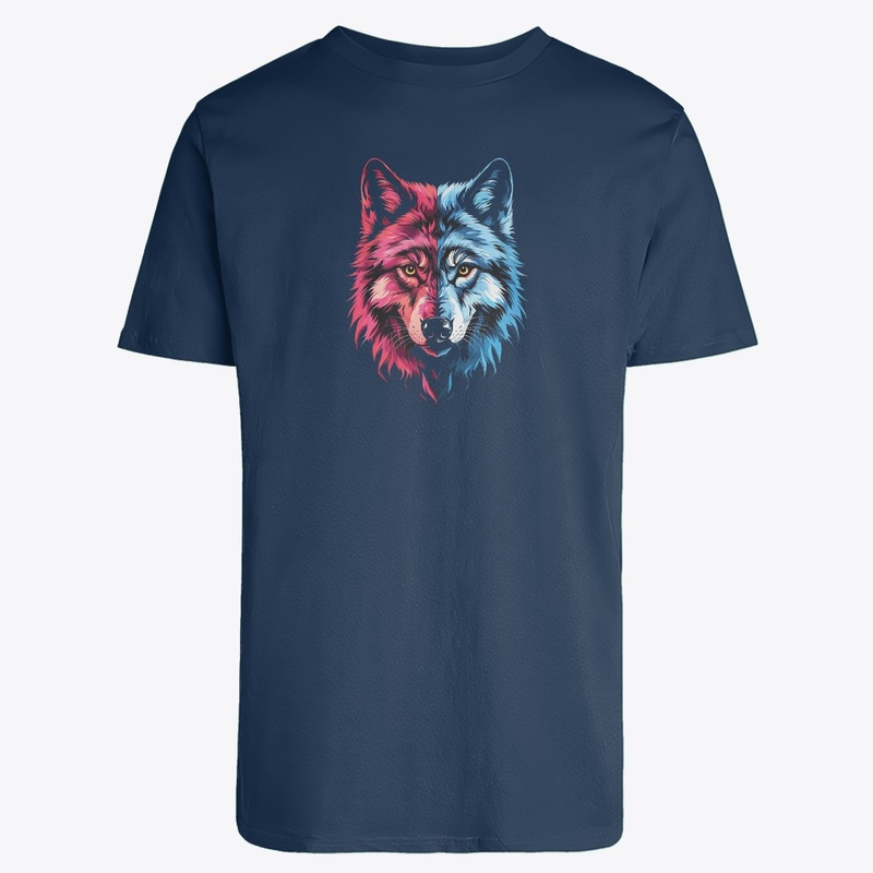 Duality Wolf - Red and Blue Spirit Art