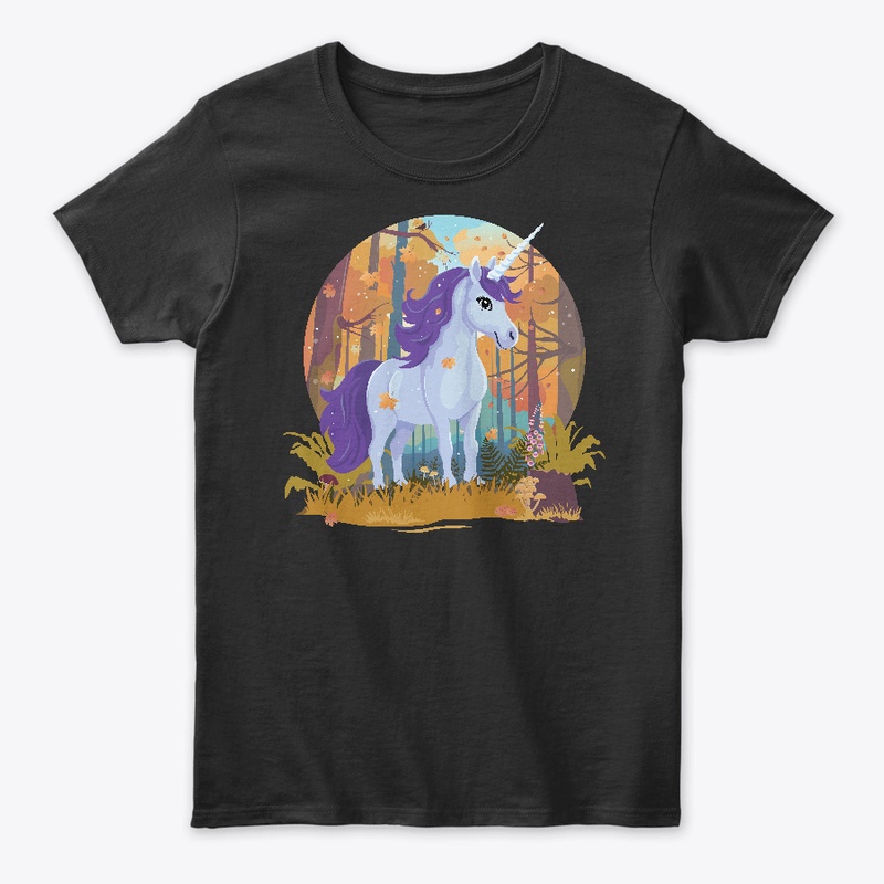 cute unicorn in a fall landscape