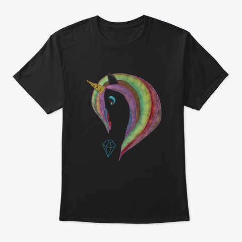 Unicorn Illustration Blnfo Black T-Shirt Front