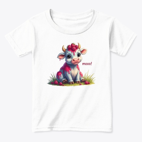 Cute Raspberry Cow White  T-Shirt Front