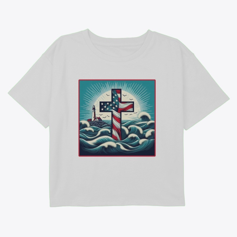 Cross Flag Faith Lighthouse July 04th