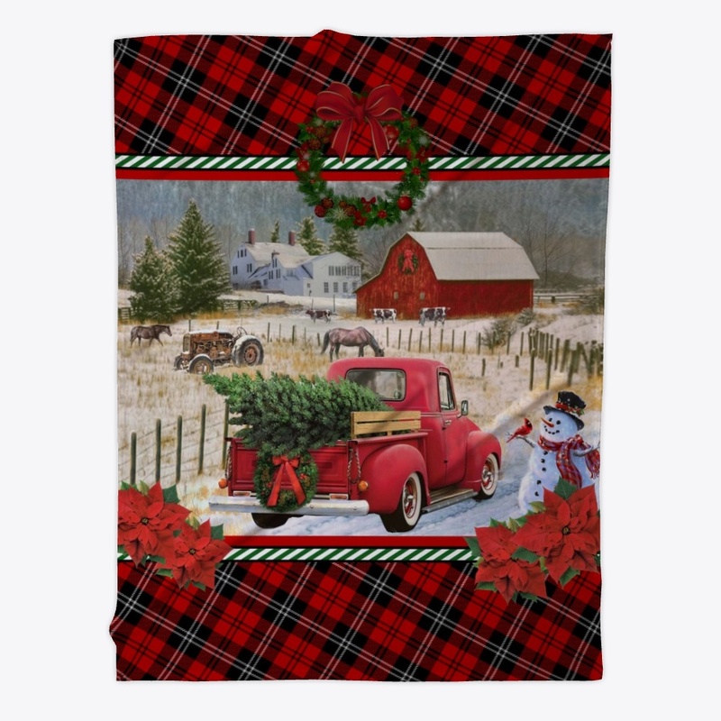 Red Truck Christmas Tree Horse Farm Gift